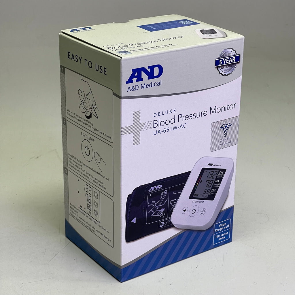 A&D MEDICAL Wide Range Cuff Blood Pressure Monitor White w/ Black UA-651-AC