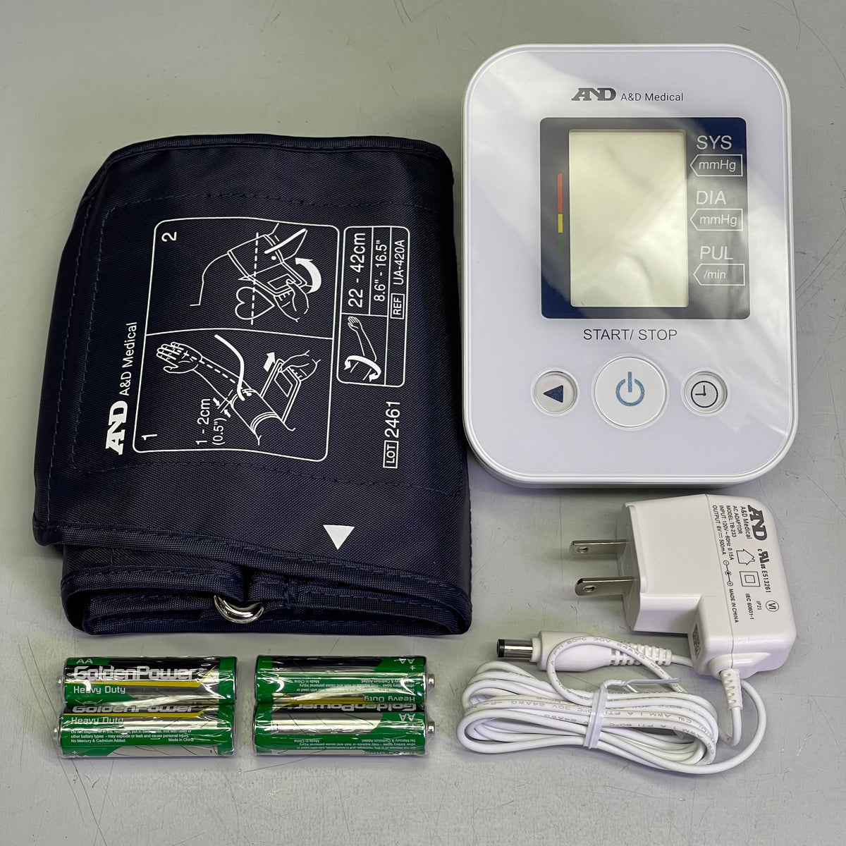A&D MEDICAL Wide Range Cuff Blood Pressure Monitor White w/ Black UA-651-AC