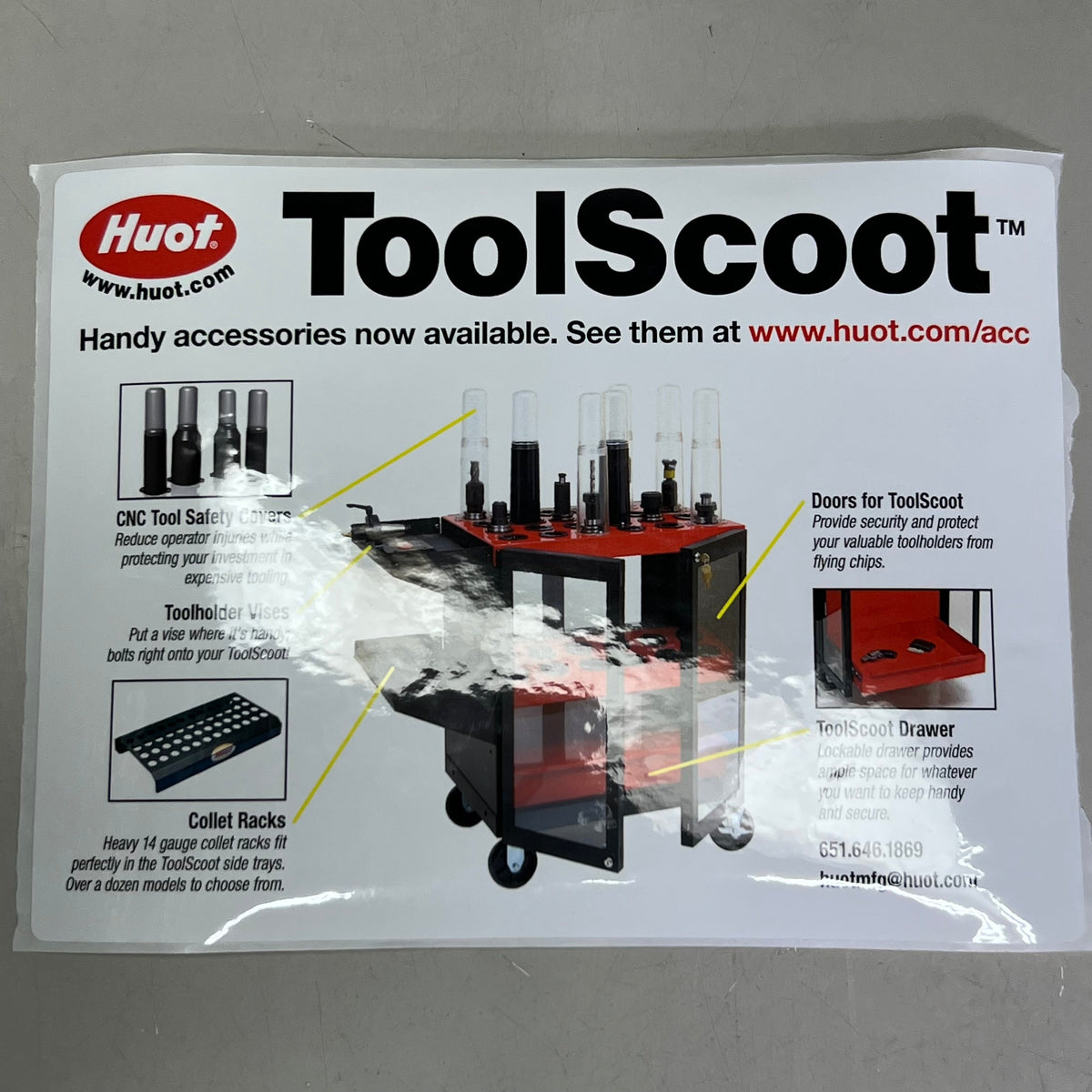 HUOT Tri-Scoot Capto C8 Tool Cart Sz 41" H X 20.25" L X 18" W Red/Black 13778