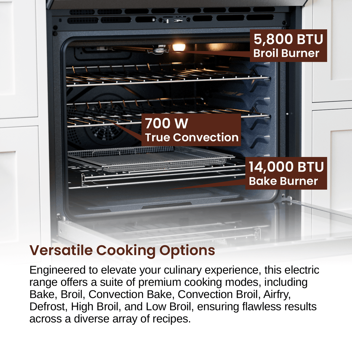 Rangaire 30" Gas Range Self-cleaning Air Fry True Convection Oven Slide-in Stainless Steel RRG303GS