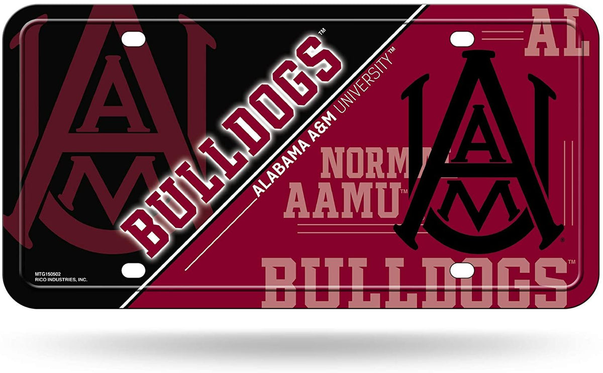 Alabama A&M University Bulldogs Metal Auto Tag License Plate, Split Design, 6x12 Inch