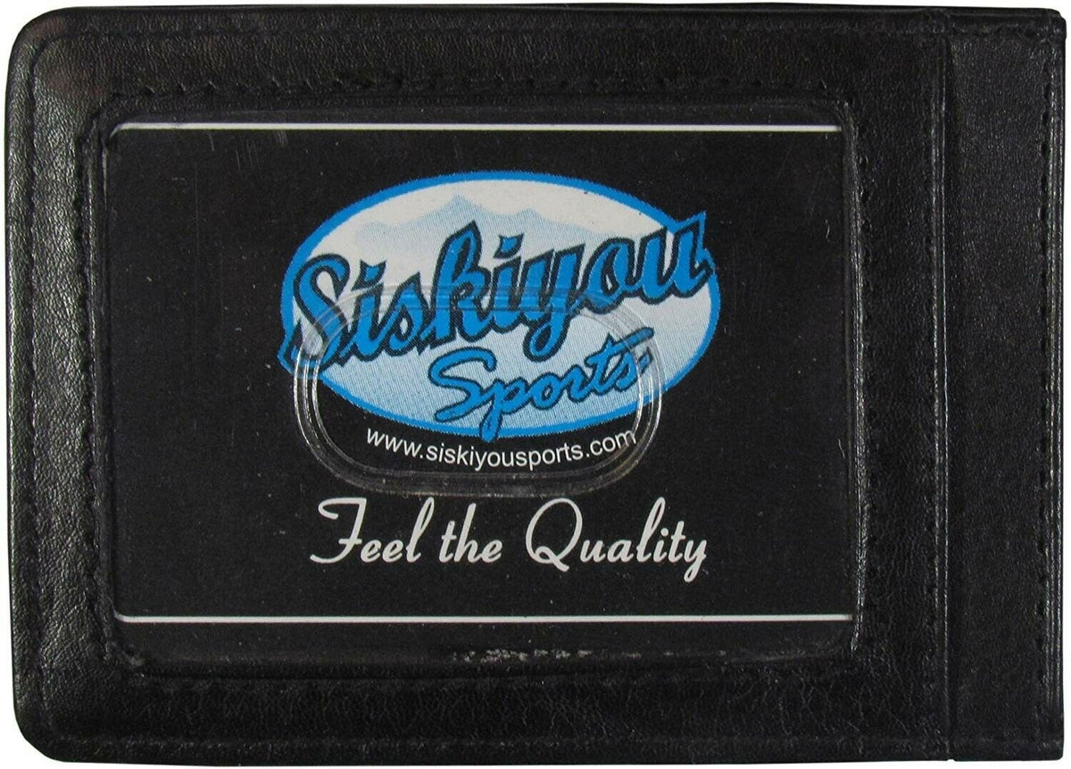 Anaheim Ducks Black Leather Wallet, Front Pocket Magnetic Money Clip, Printed Logo