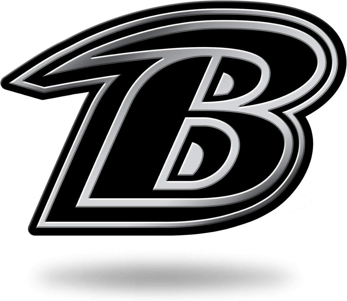 Baltimore Ravens Auto Emblem, Silver Chrome Color, Raised Molded Plastic, 3.5 Inch, Adhesive Tape Backing