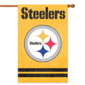 Pittsburgh Steelers Premium Double Sided Banner Flag, Applique Embroidered, 28x44 Inches, Yellow
