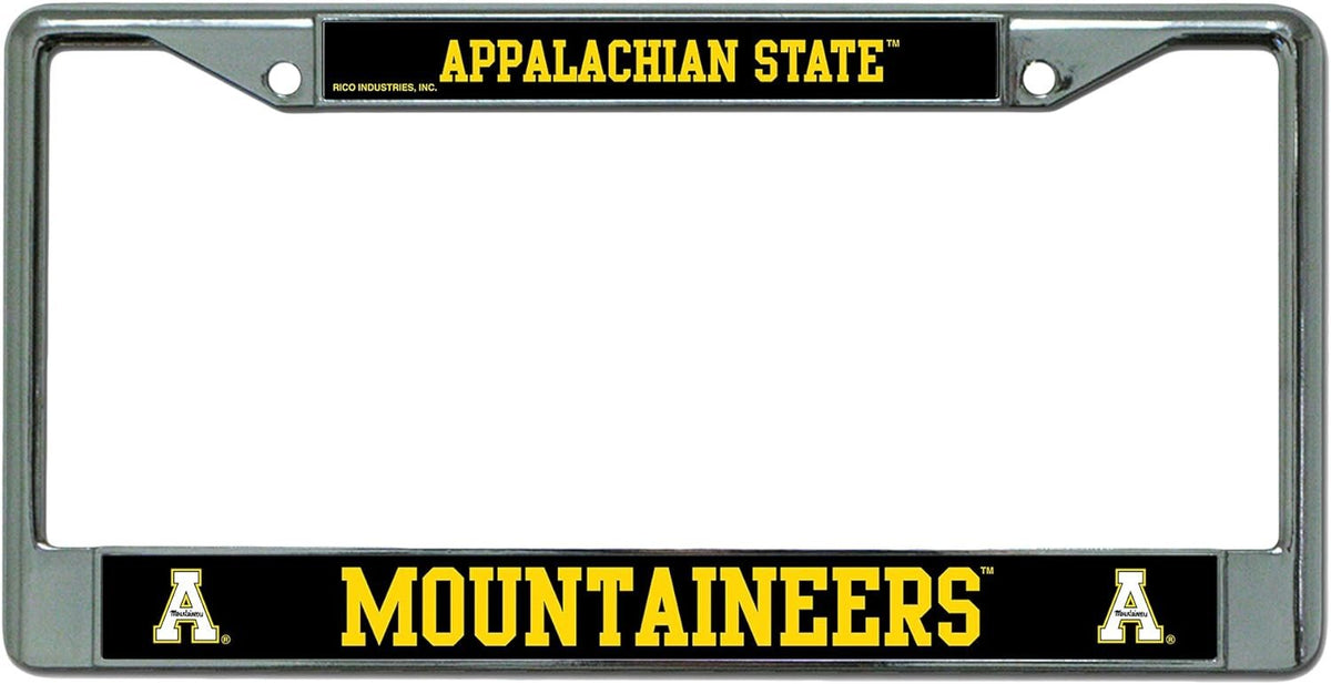 Appalachian State University Mountaineers Chrome Metal License Plate Frame Tag Cover, 12x6 Inches