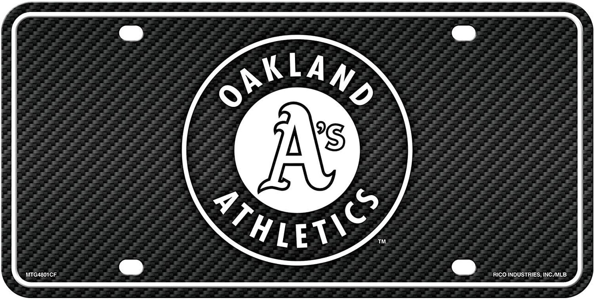 Oakland Athletics A's Metal Tag License Plate, Carbon Fiber Design, 6x12 Inch