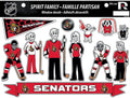 Ottawa Senators Family Decals Sticker Sheet, 8x11 Inch