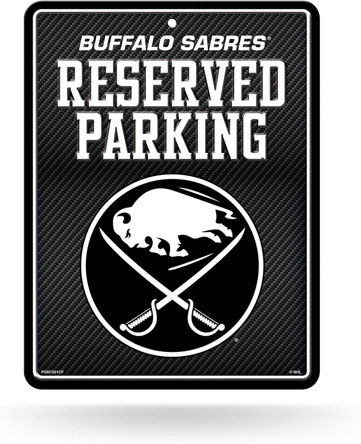 Buffalo Sabres Metal Parking Novelty Wall Sign 8.5 x 11 Inch Carbon Fiber Design