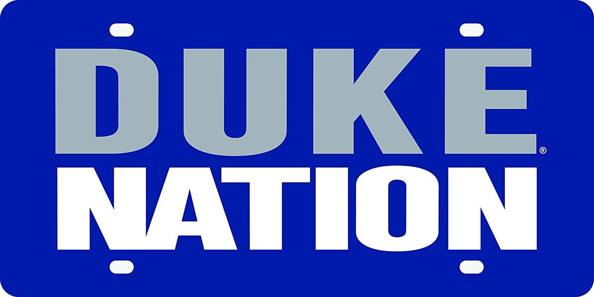 Duke University Blue Devils Premium Laser Cut Tag License Plate, nation, Mirrored Acrylic Inlaid, 6x12 Inch