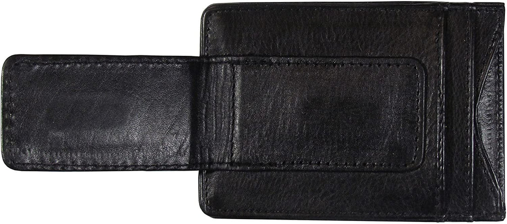 Carolina Hurricanes Black Leather Wallet, Front Pocket Magnetic Money Clip, Printed Logo