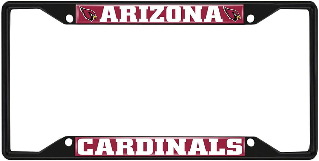 Arizona Cardinals Black Metal License Plate Frame Tag Cover, 6x12 Inch