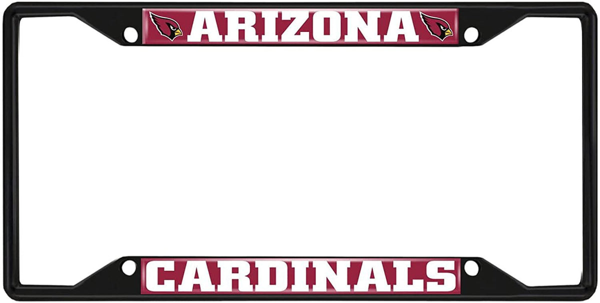 Arizona Cardinals Black Metal License Plate Frame Tag Cover, 6x12 Inch