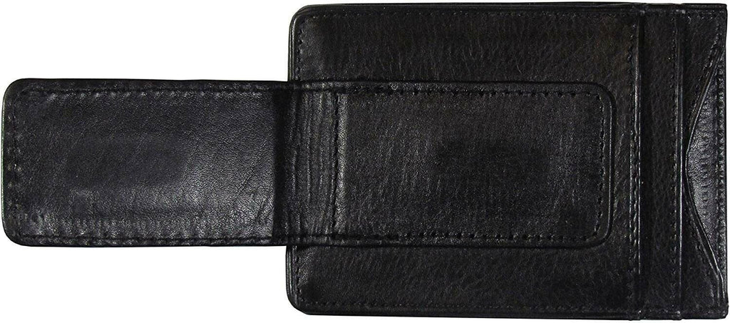 Anaheim Ducks Black Leather Wallet, Front Pocket Magnetic Money Clip, Printed Logo