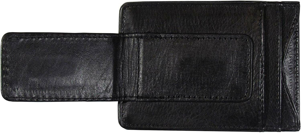 Anaheim Ducks Black Leather Wallet, Front Pocket Magnetic Money Clip, Printed Logo