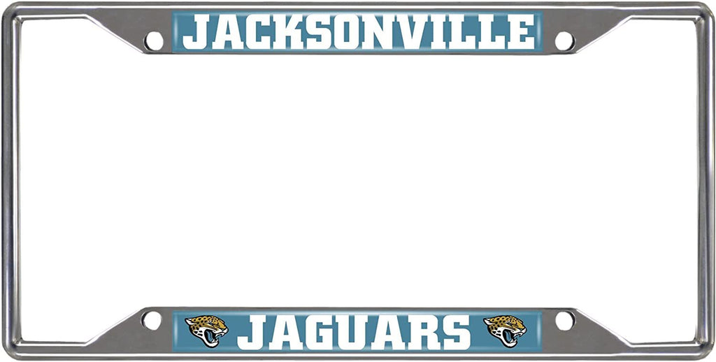 Jacksonville Jaguars Metal License Plate Frame Chrome Tag Cover 6x12 Inch
