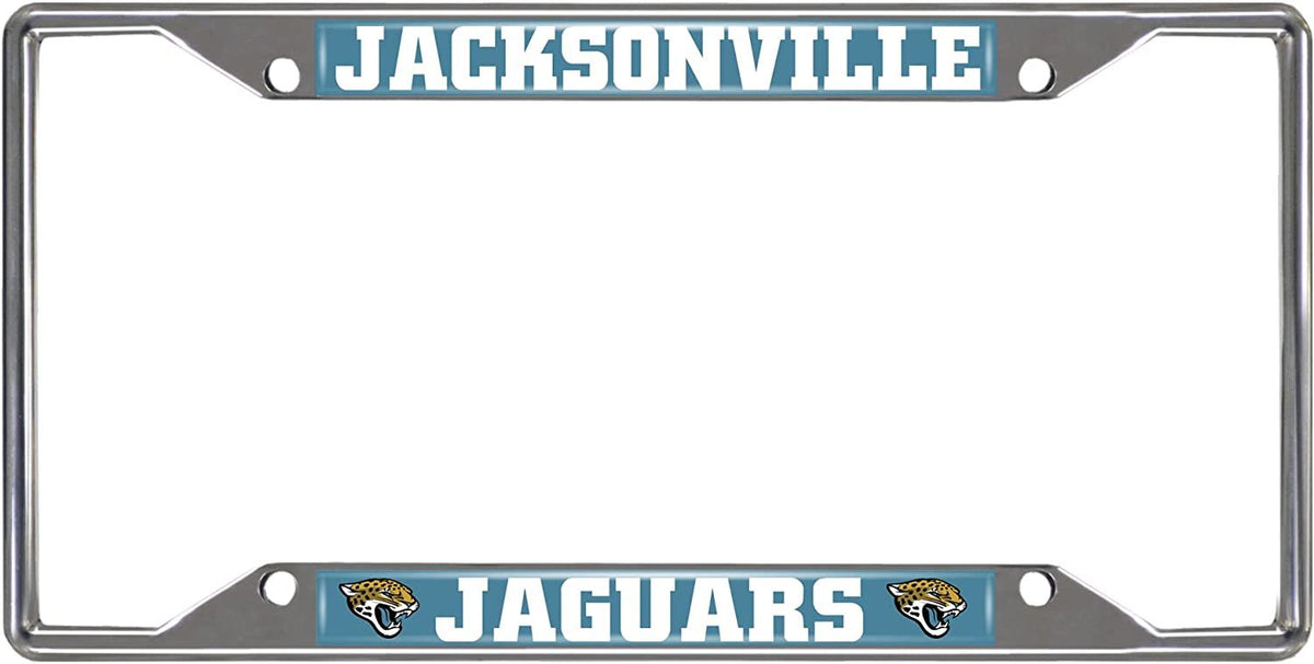 Jacksonville Jaguars Metal License Plate Frame Chrome Tag Cover 6x12 Inch