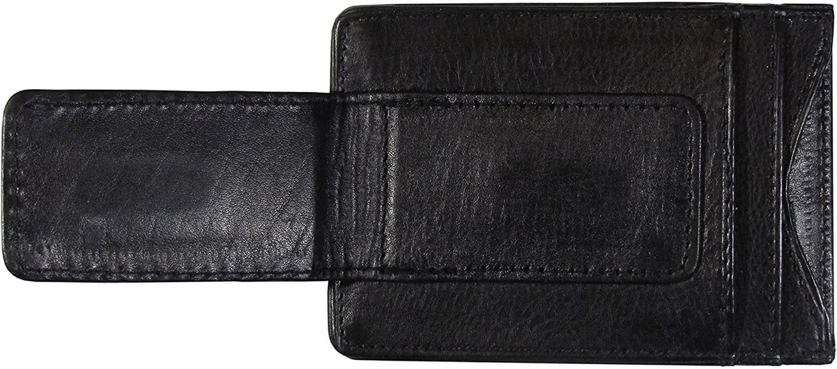 Auburn University Tigers Black Leather Wallet, Front Pocket Magnetic Money Clip, Printed Logo