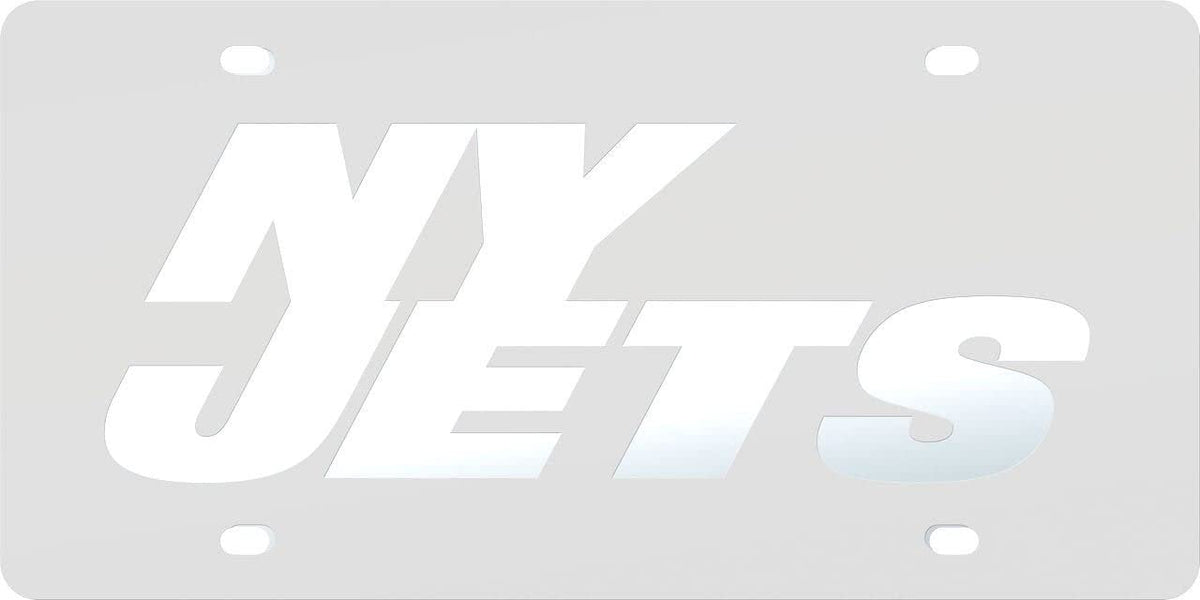 New York Jets Premium Laser Cut Tag License Plate, Mirrored Acrylic, Frost Design, 6x12 Inch