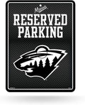 Minnesota Wild Metal Parking Novelty Wall Sign 8.5 x 11 Inch Carbon Fiber Design