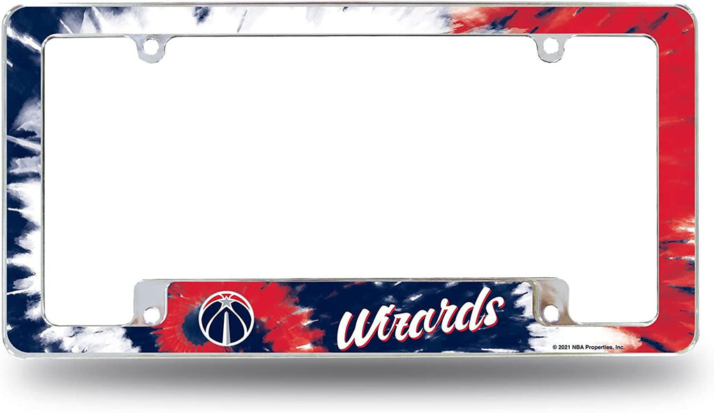 Washington Wizards Metal License Plate Frame Chrome Tag Cover Tie Dye Design 6x12 Inch