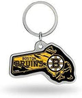 Boston Bruins Metal Keychain State Shaped
