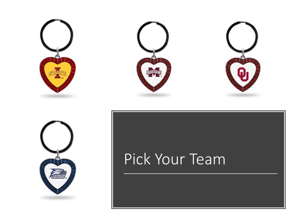 Mississippi State University Bulldogs Keychain Color Rhinestone Heart