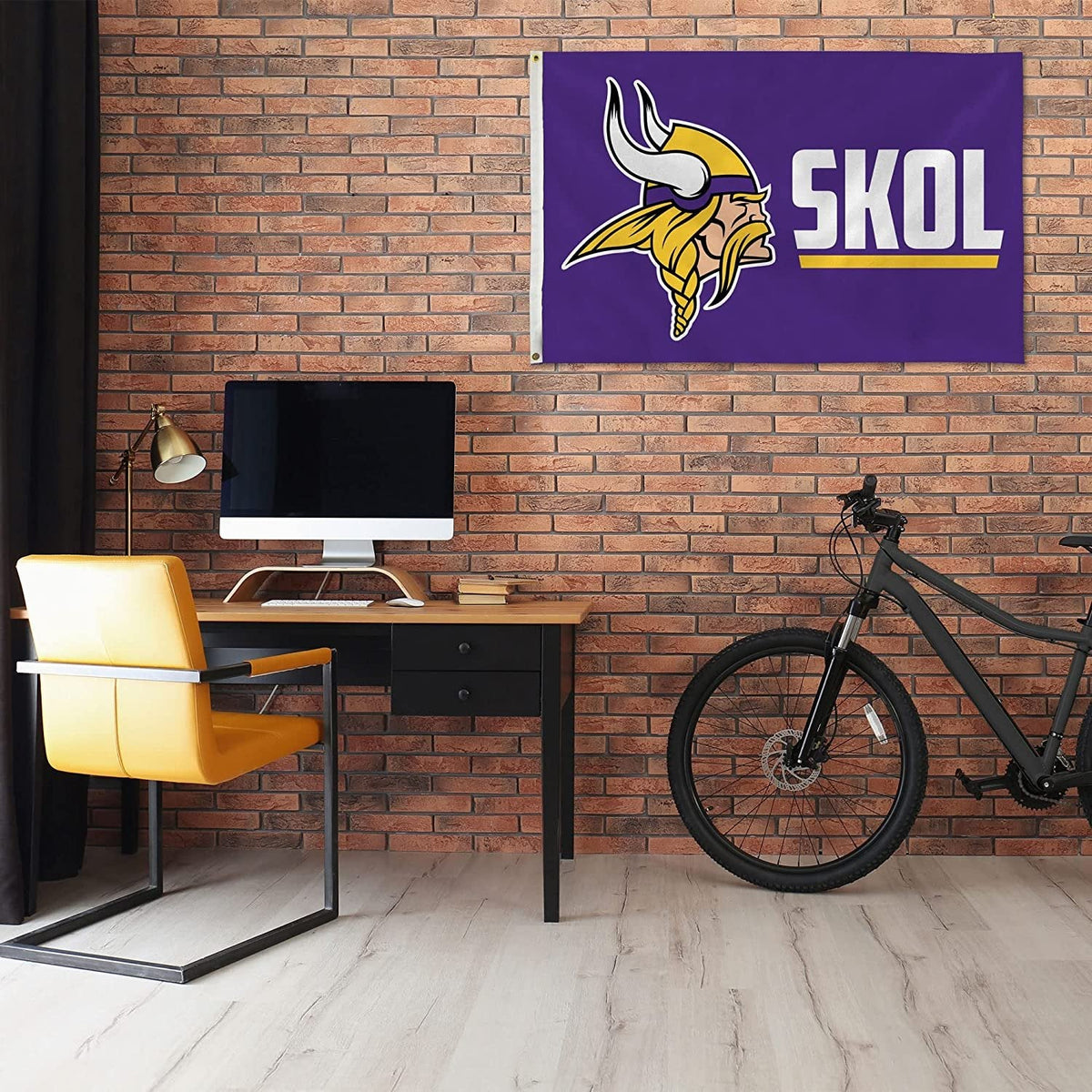 Minnesota Vikings Premium 3x5 Feet Flag Banner, Skol Design, Outdoor Indoor Use, Single Sided