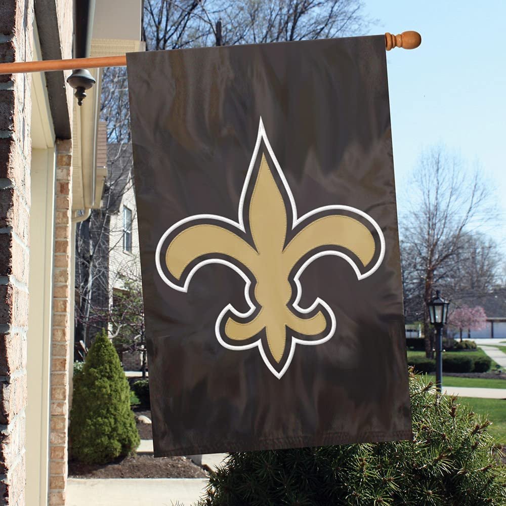 New Orleans Saints Double Sided Banner Flag Embroidered Applique 44x28 Inch
