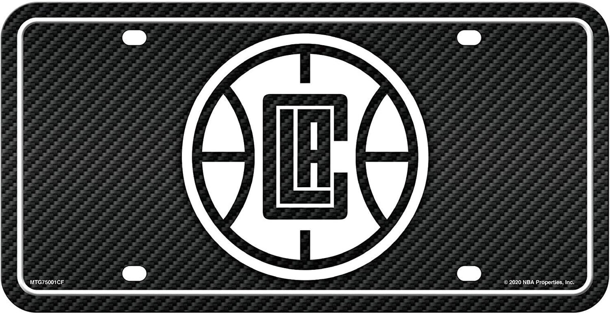 Los Angeles Clippers Metal Auto Tag License Plate, Carbon Fiber Design, 6x12 Inch