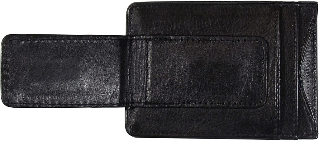 Houston Texans Black Leather Wallet, Front Pocket Magnetic Money Clip, Printed Logo