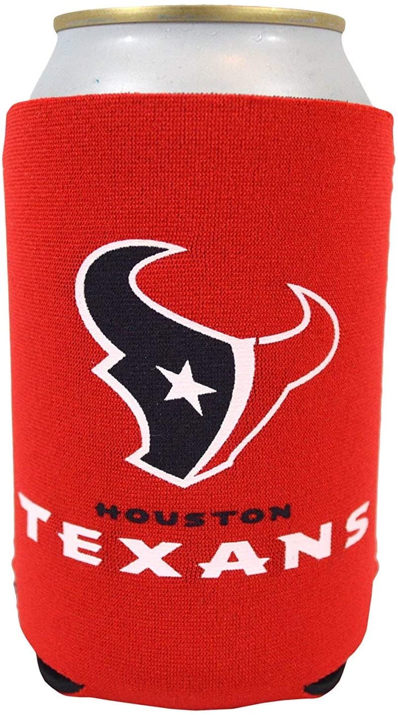 Houston Texans Pair of 12oz Drink Can Cooler Insulated Neoprene Beverage Holder, Black Tonal Design