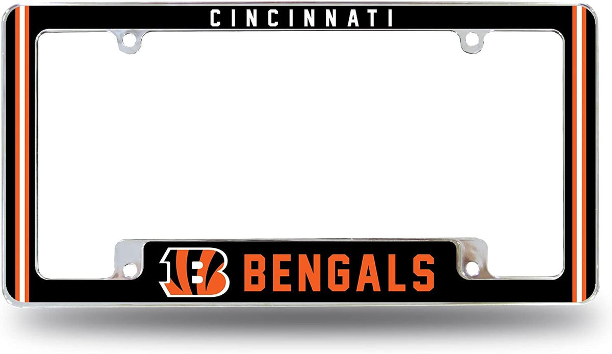 Cincinnati Bengals Metal License Plate Frame Chrome Tag Cover Alternate Design 6x12 Inch