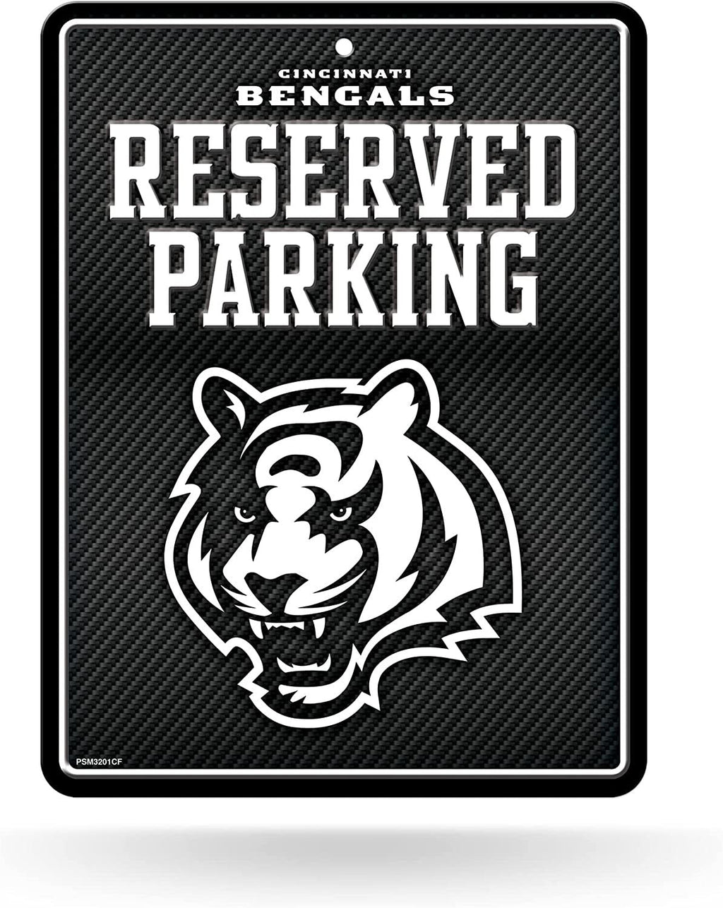 Cincinnati Bengals Metal Parking Novelty Wall Sign 8.5 x 11 Inch Carbon Fiber Design