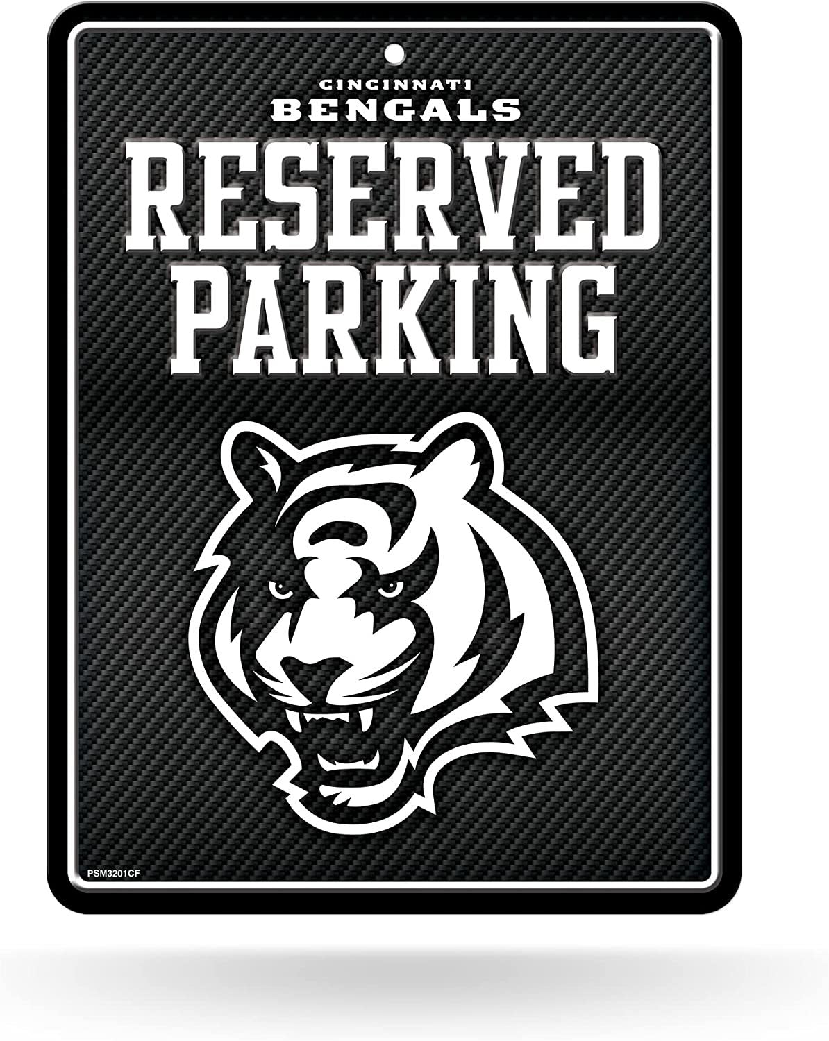 Cincinnati Bengals Metal Parking Novelty Wall Sign 8.5 x 11 Inch Carbon Fiber Design