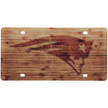 New England Patriots Laser Cut Acrylic Inlaid License Plate Tag, Woodgrain Style, 12x6 Inch