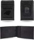 Carolina Panthers Premium Black Leather Wallet, Front Pocket Magnetic Money Clip, Laser Engraved, Vegan