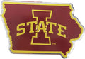 Iowa State University Cyclones Team State Design Auto Emblem, Aluminum Metal, Embossed Team Color, Raised Decal Sticker, Full Adhesive Backing