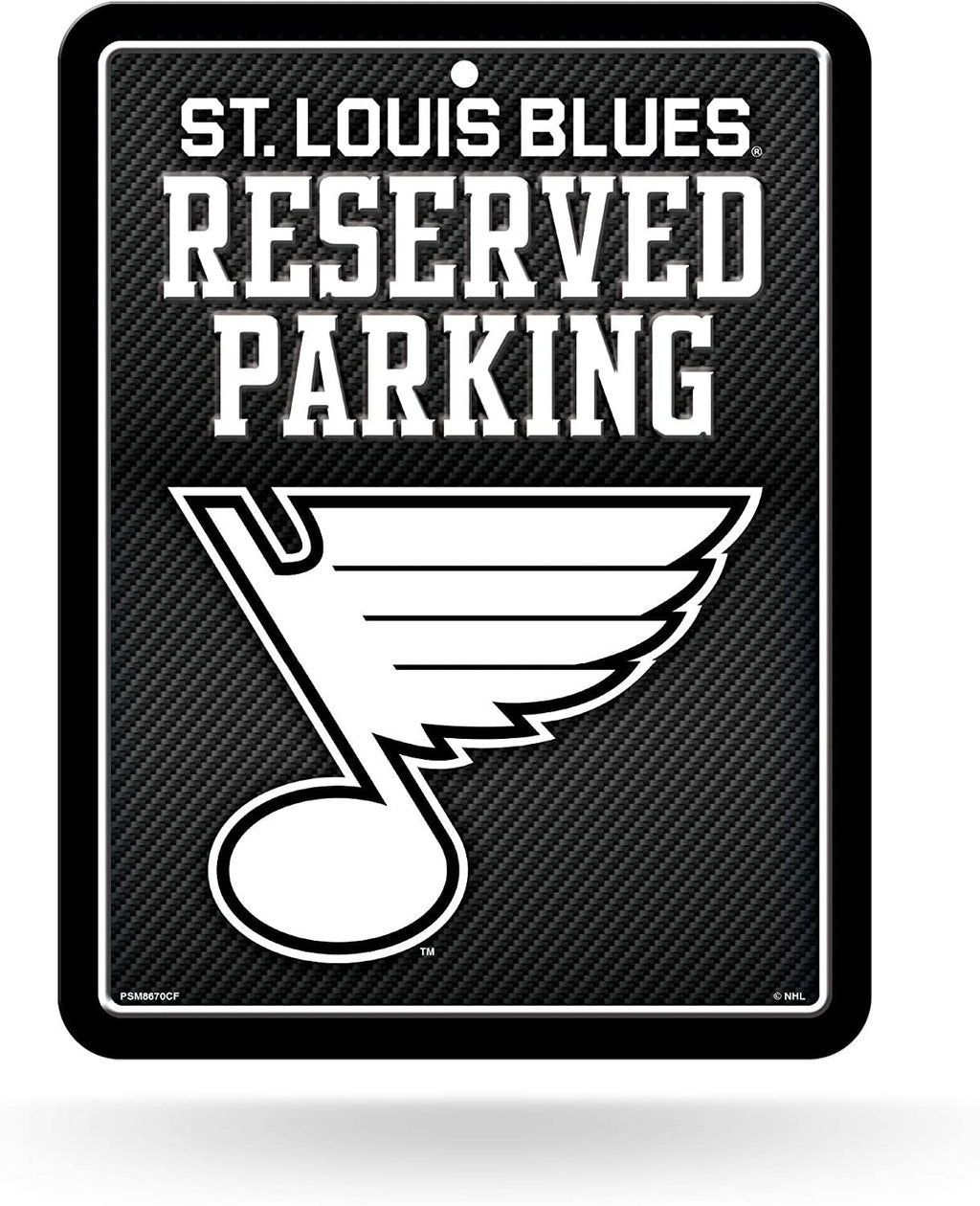 St Louis Blues Metal Parking Novelty Wall Sign 8.5 x 11 Inch Carbon Fiber Design