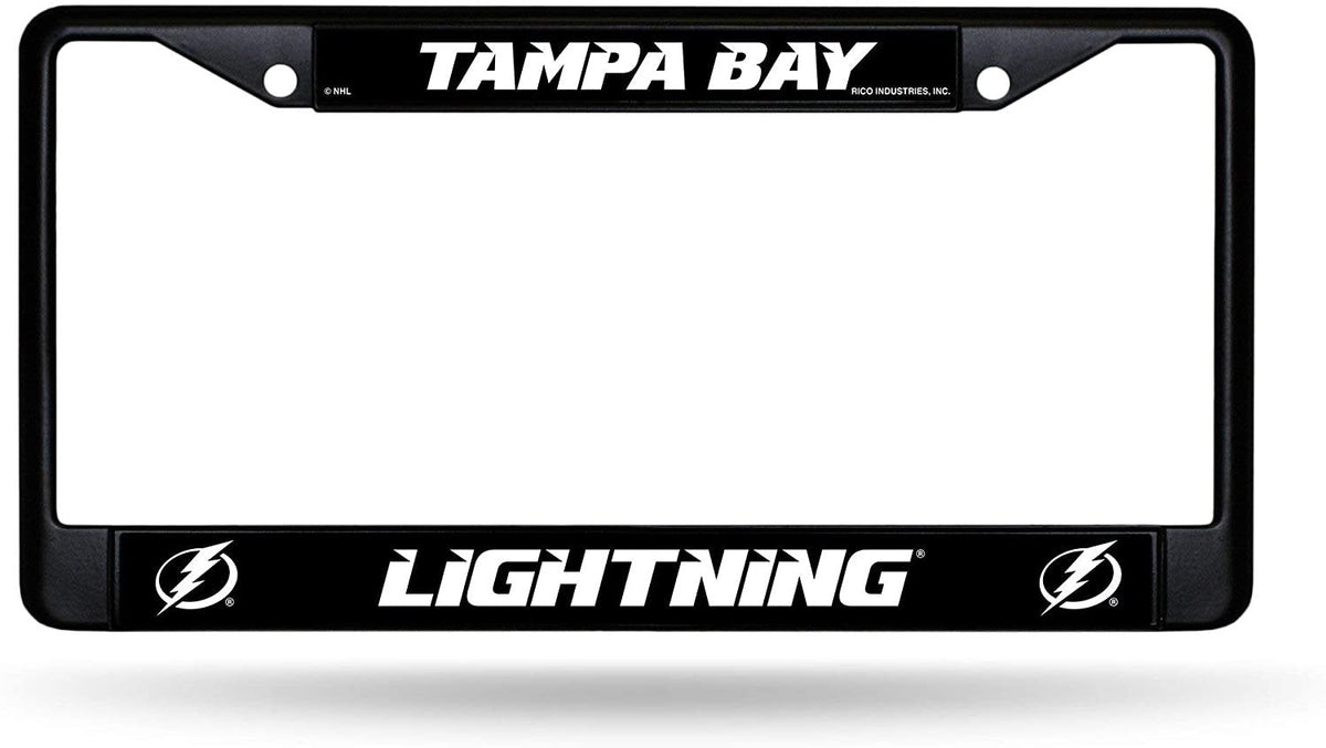 Tampa Bay Lightning Premium Black Metal License License Plate Frame Chrome Tag Cover, 12x6 Inch