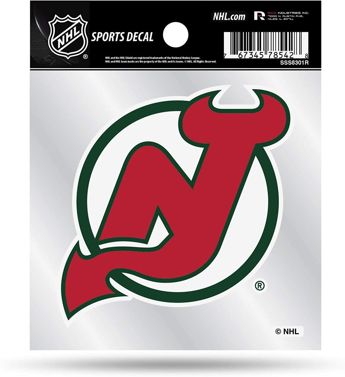 New Jersey Devils 4x4 Inch Decal Sticker Retro Logo Clear Backing