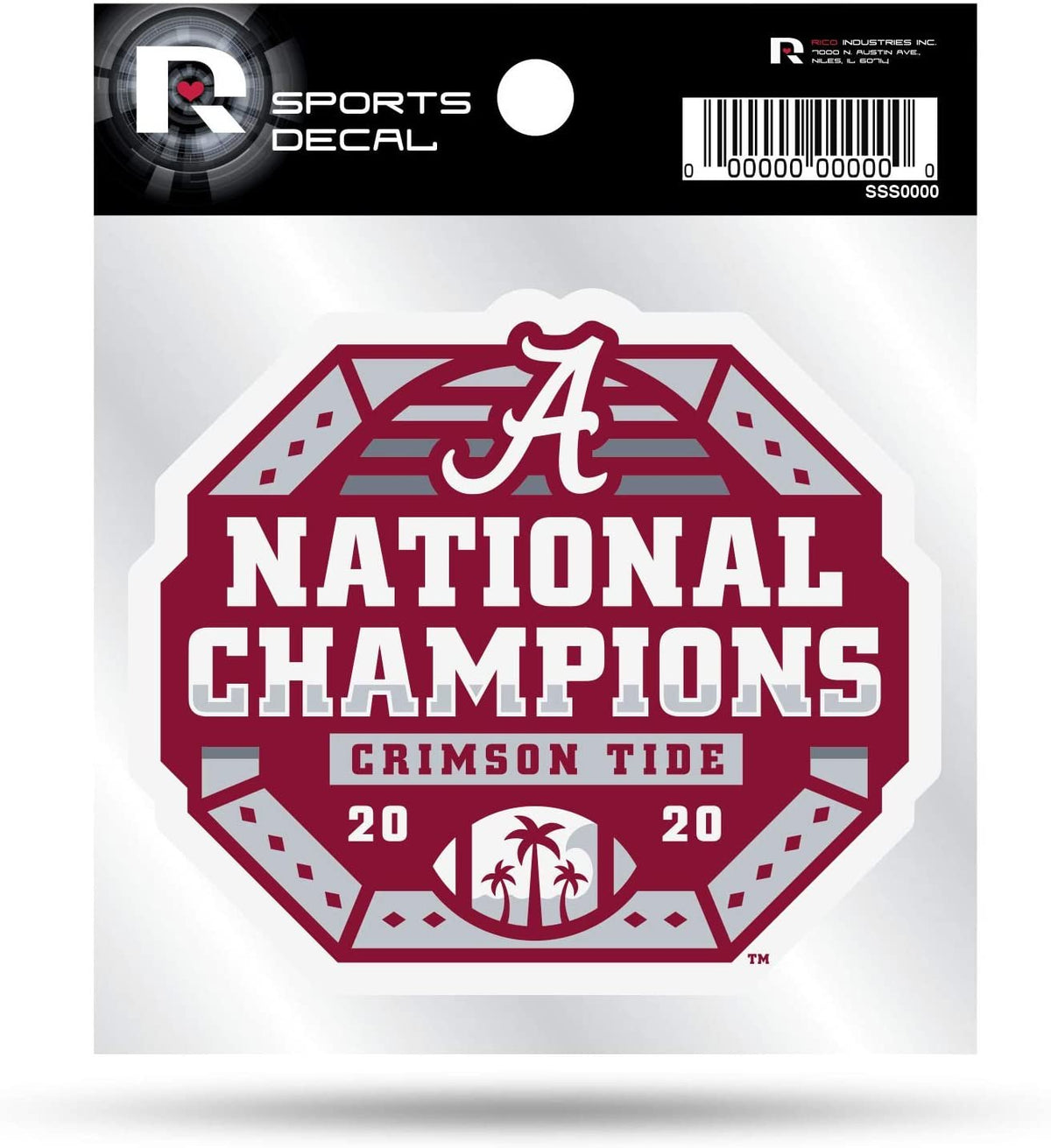 Alabama Crimson Tide 2020 Champions 4x4 Inch Static Cling Flat Decal Sticker University of