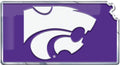 Kansas State University Wildcats Team State Design Auto Emblem, Aluminum Metal, Embossed Team Color, Raised Decal Sticker, Full Adhesive Backing
