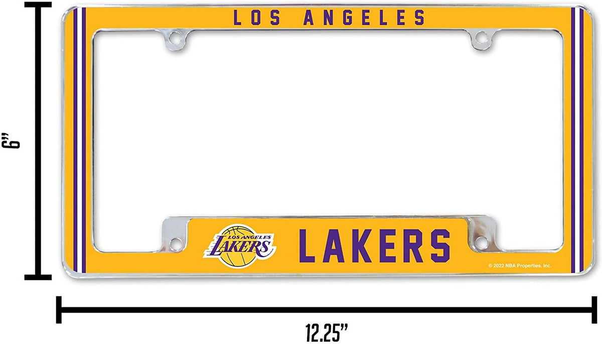 Los Angeles Lakers Metal License Plate Frame Chrome Tag Cover Alternate Design 6x12 Inch