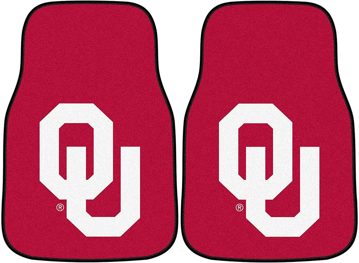 University of Oklahoma Sooners Front Floor Mats, Carpet Car Set, 18x27 Inch, Nylon, Set of 2