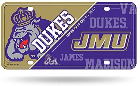 James Madison University Dukes Metal Auto Tag License Plate, Split Design, 6x12 Inch
