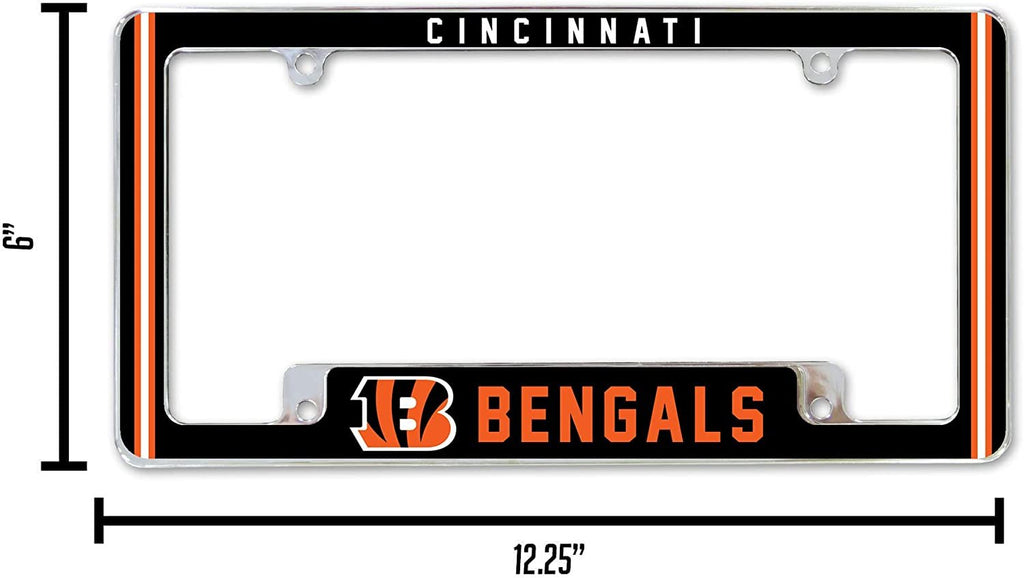 Cincinnati Bengals Metal License Plate Frame Chrome Tag Cover Alternate Design 6x12 Inch