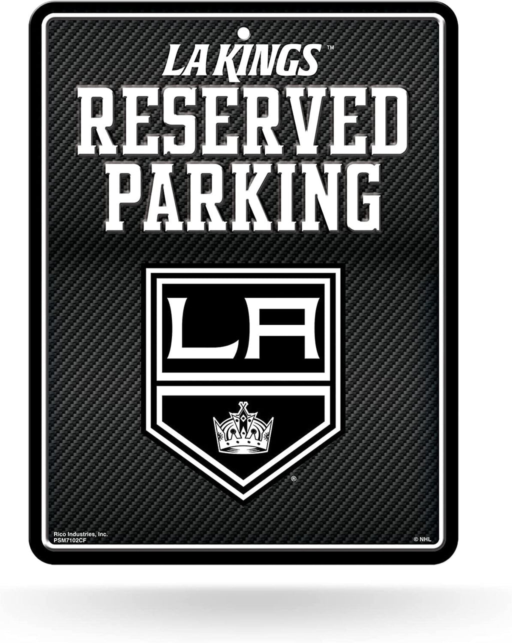 Los Angeles Kings Metal Parking Novelty Wall Sign 8.5 x 11 Inch Carbon Fiber Design