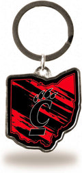 University of Cincinnati Bearcats Metal State Shaped Keychain