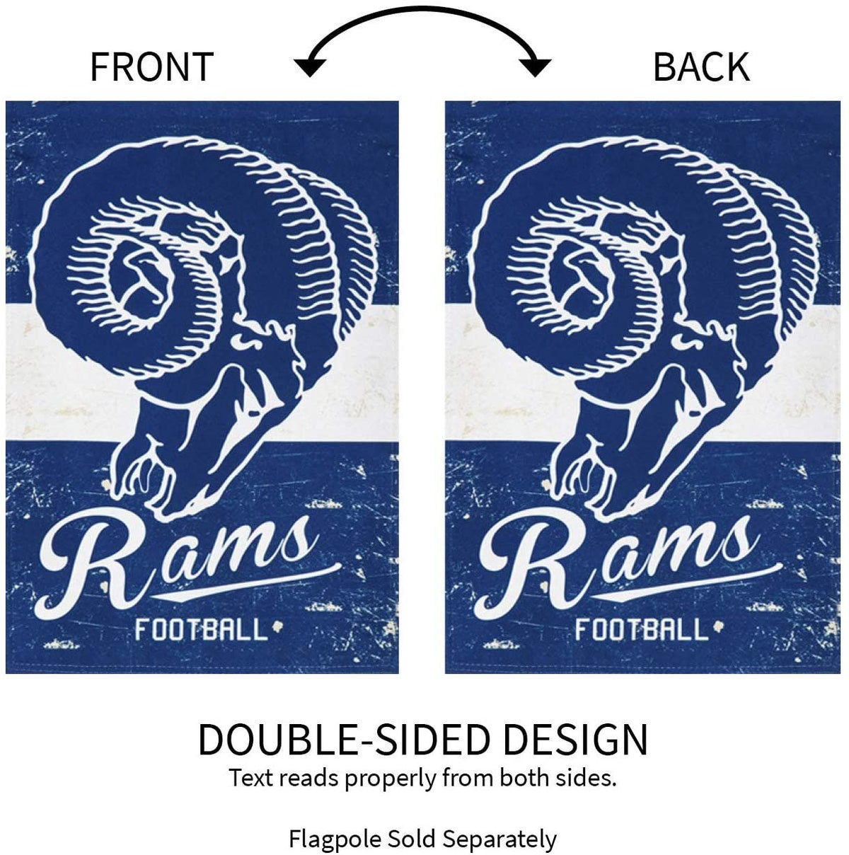 Los Angeles Rams Vintage Design, Premium Linen Garden Flag Banner, Double Sided, 13x18 Inch