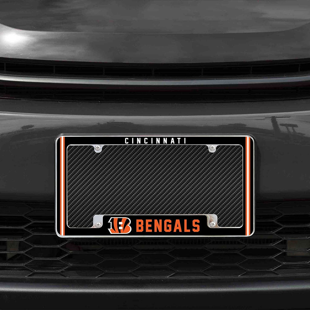 Cincinnati Bengals Metal License Plate Frame Chrome Tag Cover Alternate Design 6x12 Inch